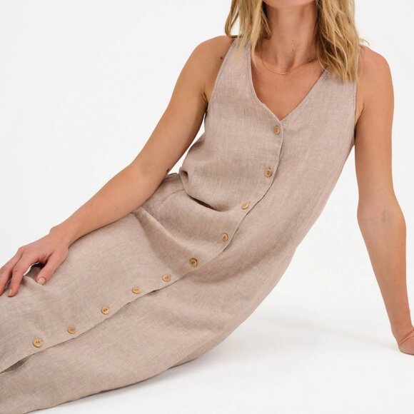 Mate the Label Organic Linen Button Front Dress NWOT - Picture 1 of 7